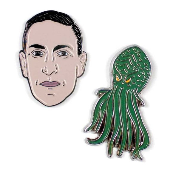 H.P. Lovecraft and Cthulhu Pin Set - Picture 1 of 3